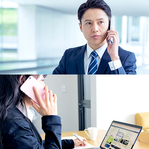 外出先でもスマホで会社の電話番号を発着信できる